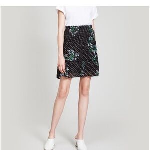 Ganni Rometty Black Floral Georgette Mini Skirt